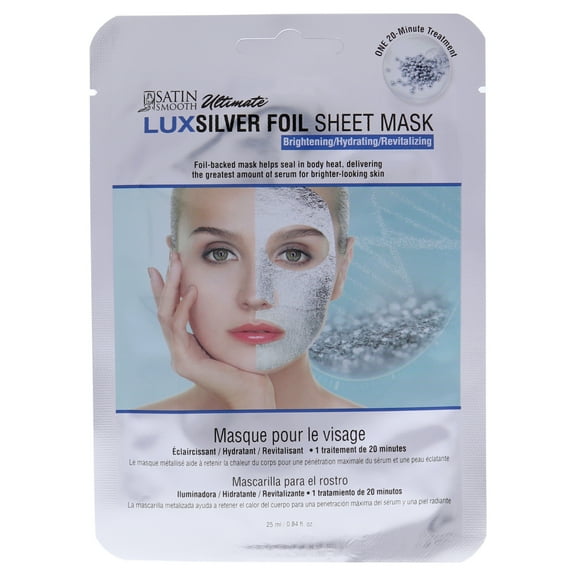 Ultimate LuxSilver Foil Sheet Mask by Satin Smooth for Women - 1 Pc Mask