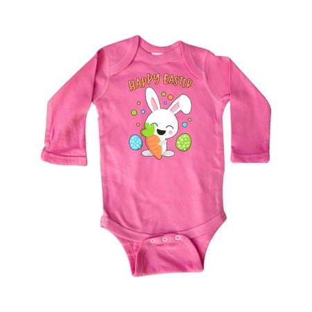 

Inktastic Happy Easter Bunny with Eggs and Carrot Gift Baby Boy or Baby Girl Long Sleeve Bodysuit