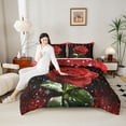 thumbnail image 4 of Homewish Valentine'S Day Rose Bedding Comforter Set,Romance Flower Floral Twin Comforter Sets,Black Red Bedding Set For Men Women,Luxury Bedroom Decor Reversible,2 Pieces, 4 of 8
