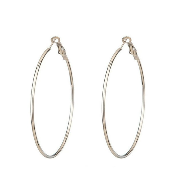 1 par de pendientes de aro, colgantes de oreja redondos de estilo Simple creativo, accesorio de moda, adornos de orejas para decoración dorada Ropa, zapatos y accesorios Miscelánea Plata 9cm Sonducket AP009026-25B