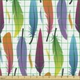 thumbnail image 2 of Ambesonne Ethnic Fabric by the Yard Upholstery, Feathers Multicolored Plot, 2 Yards, Sea Blue Salmon and Green, 2 of 5
