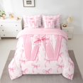 thumbnail image 2 of Castle Fairy 7-Piece King Bedding Set: Girls Alphabet W Personalized Initial Pink Bow Ultra Soft Decor, 2 of 8