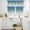 Blue SkyBlue, variant on Blue Floral Spring Kitchen Curtains Sets for Windows 24 Inch Length, Summer Vintage Botanical Wooden Rod Pocket Window Treatments Tier Curtains and Valances Set for Bedroom/Bathroom