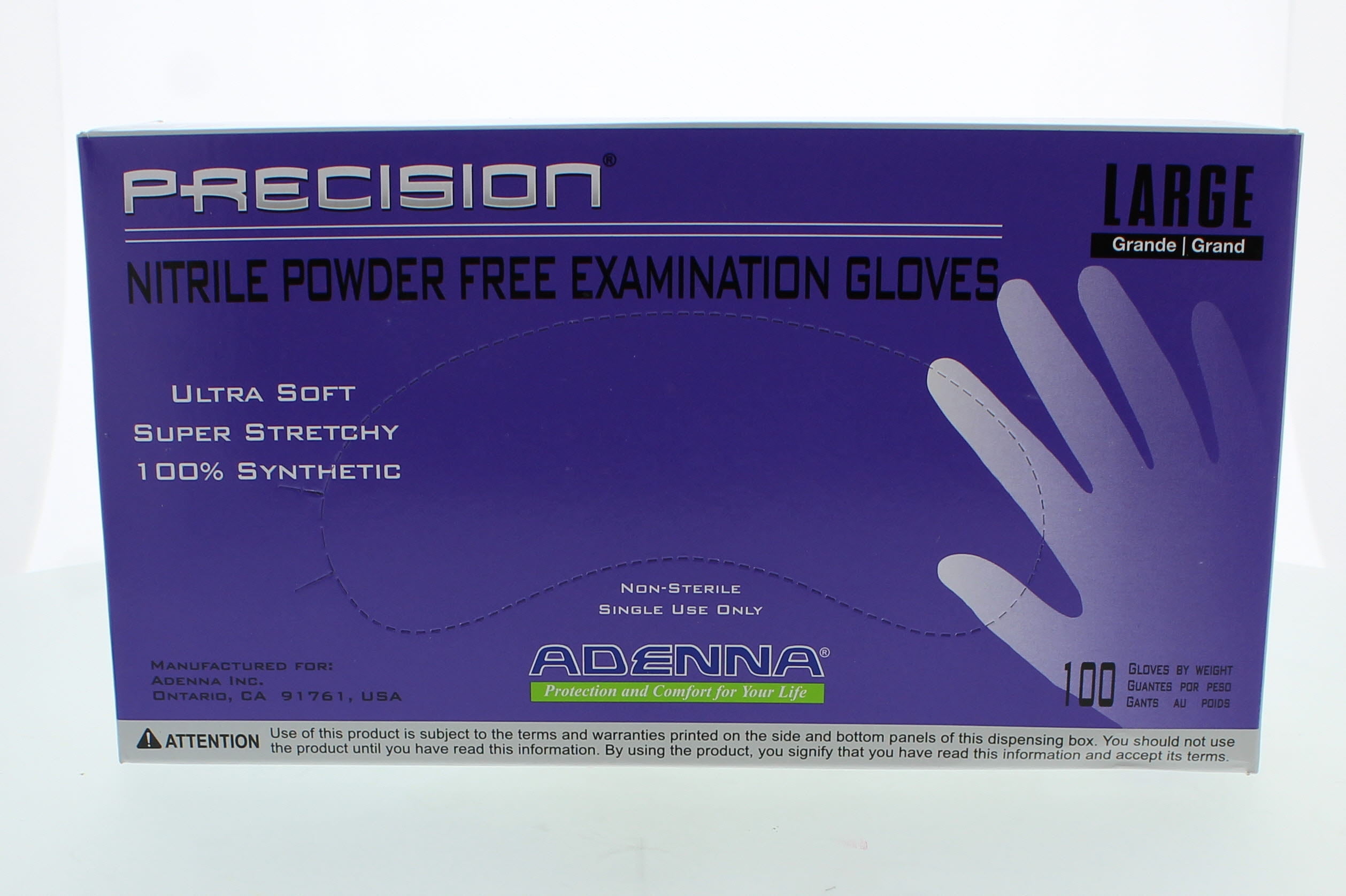 Adenna PRECISION Thin Nitrile PF, Fingertip Textured PCS776 Large ...