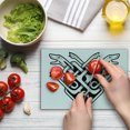 thumbnail image 4 of Celtic Cutting Board, Old Russian and Byzantine with Interlaced Curvy Lines and Dogs Heads Paws, Decorative Tempered Glass Cutting and Serving Board, Small Size, Black and White, by Ambesonne, 4 of 5