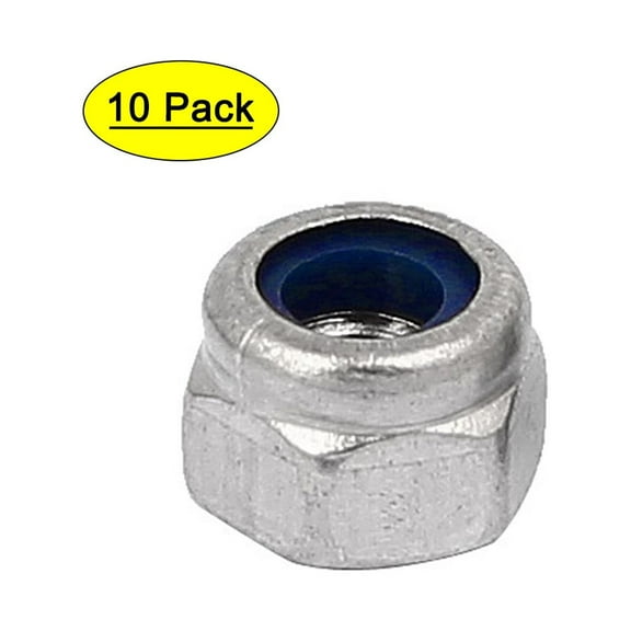 Unique Bargains M6 x 1mm 304 Stainless Steel Nylock Nylon Insert Hex Lock Nut (10-pack)
