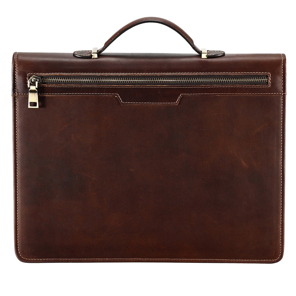 Brown Leather 15 Inch Large Laptop Bag Travel Briefcase – LeatherNeo