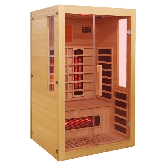 TAKOYI 2-3 Person Standard Indoor Canadian Hemlock Wood Infrared Sauna House, 1950W with LED Control Panel