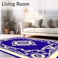thumbnail image 2 of ODIKA 3'x5' Machine Washable Non-Slip Area Rug, Quatrefoil Medallion Entry with Botanical Vine Borders High Traffic Rug, Blue, 536517, 2 of 7