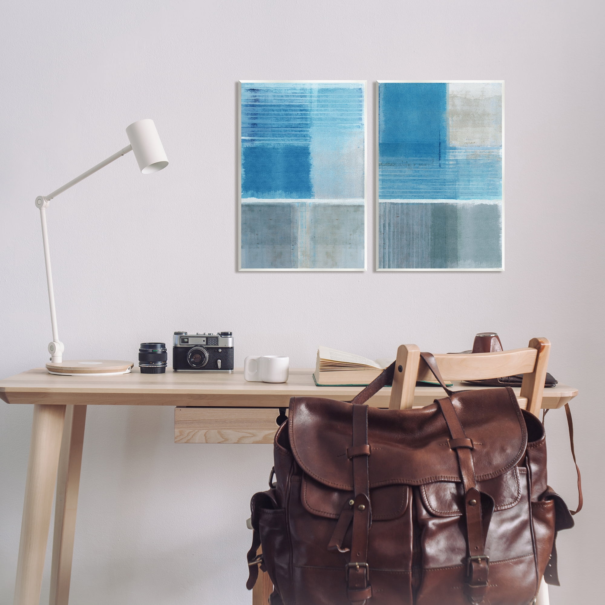 Stupell Industries Blue Rustic Abstraction Abstract Painting Unframed Art Print Wall Art, 13 x 19