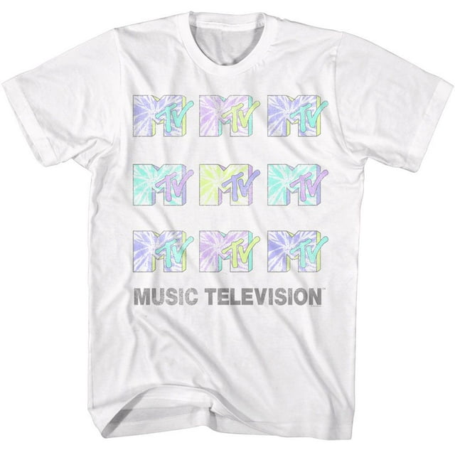 MTV T-Shirt Adulte Blanc Teinture sur Nœuds Logos m