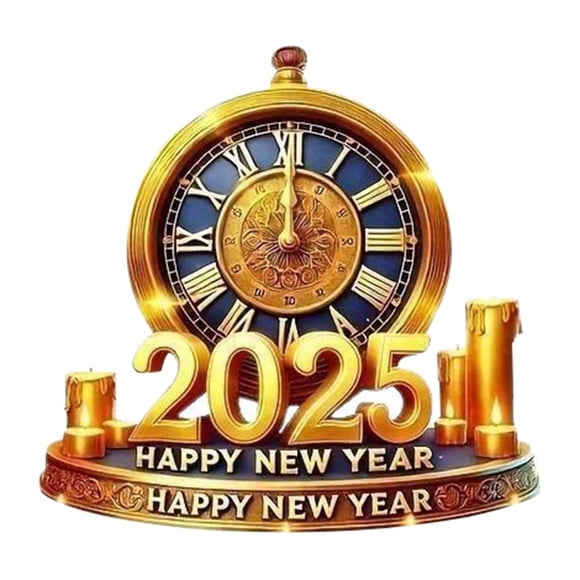 2025 New Year Acrylic Clock Decoration, 2D Flat Design, Desk Counter Ornament, for Home Office Festive Decor