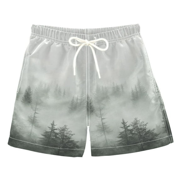 FORMRS Boys Swim Trunks Quick Dry Mesh Liner Boardshorts Sizes XS-XL, Foggy Forest