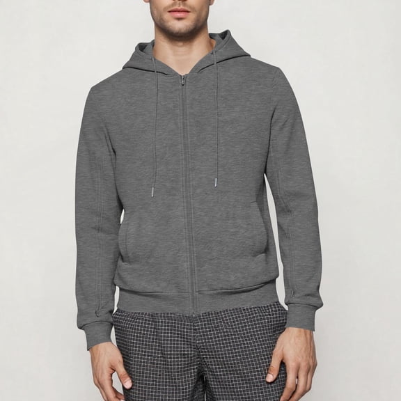 DAFPZW Men Dialysis Sweatshirt with Arm Zipper Full Zip Fleece Hoodie Solid Long Sleeve Cotton Heavyweight Jacket