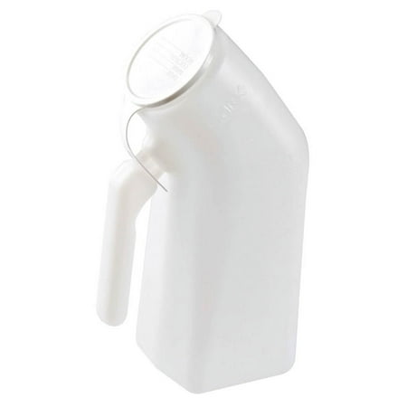 Carex Male Urinals, Snap-on Lid, 32 fl oz Capacity, Transparent Plastic with Graduated Measurements
