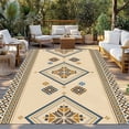 thumbnail image 2 of Beige Khaki Boho Outdoor Rug for Patio/Deck/Porch, Non-Slip Large Area Rug 3 x 5 Ft, Vintage Ethnic Tribe Abstract Art Retro Indoor Outdoor Rugs Washable Area Rugs, Camping Rug Carpet Runner, 2 of 8