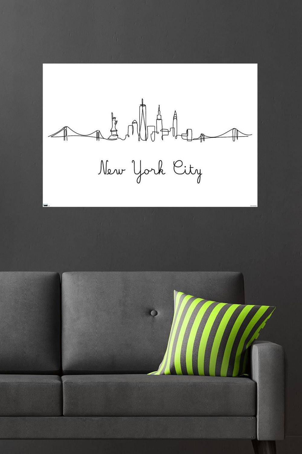 Line Art Skyline - New York City Wall Poster, 22.375" x 34"