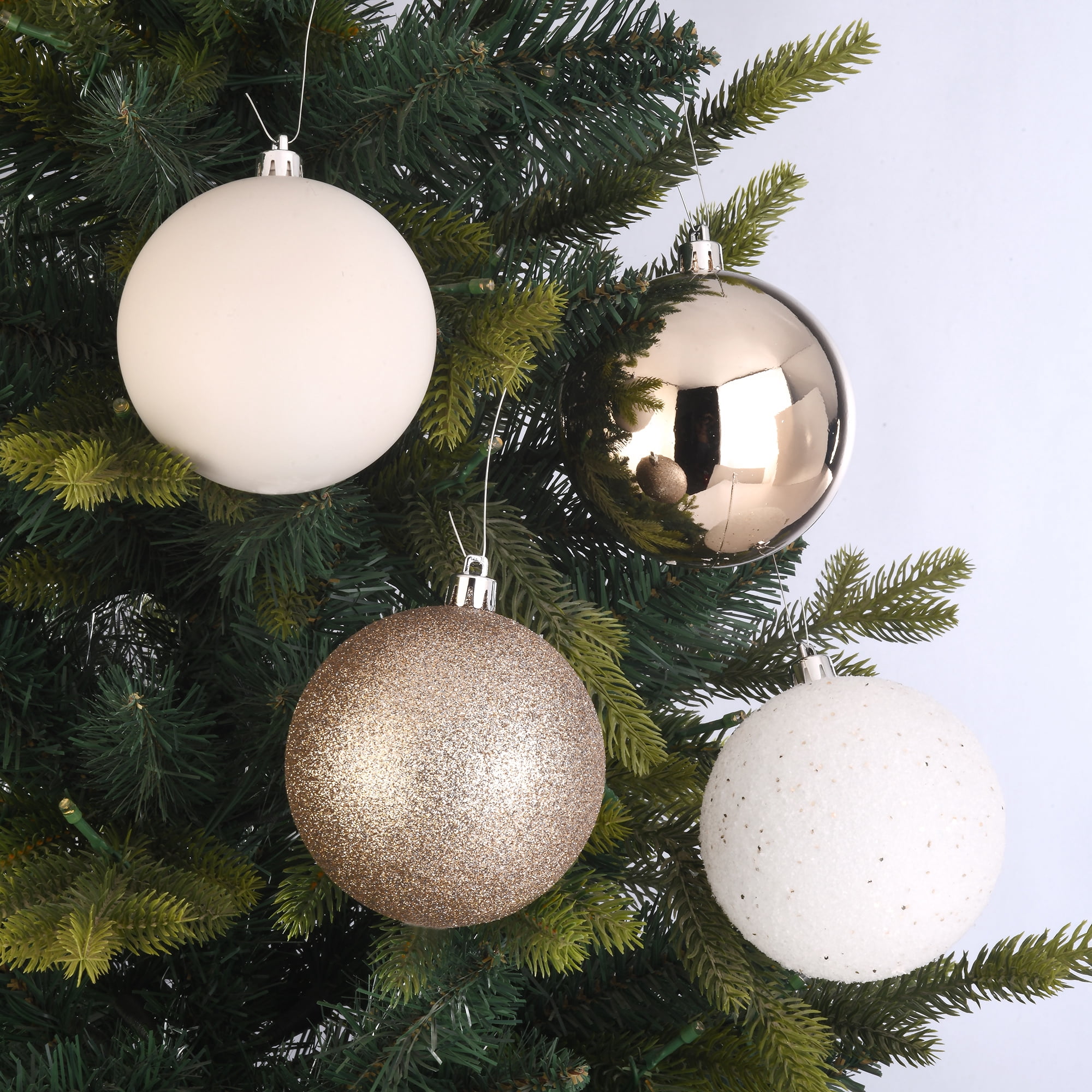 8-Count Champagne and Cream Shatterproof Christmas Ornaments, 3.94 in, by Holiday Time