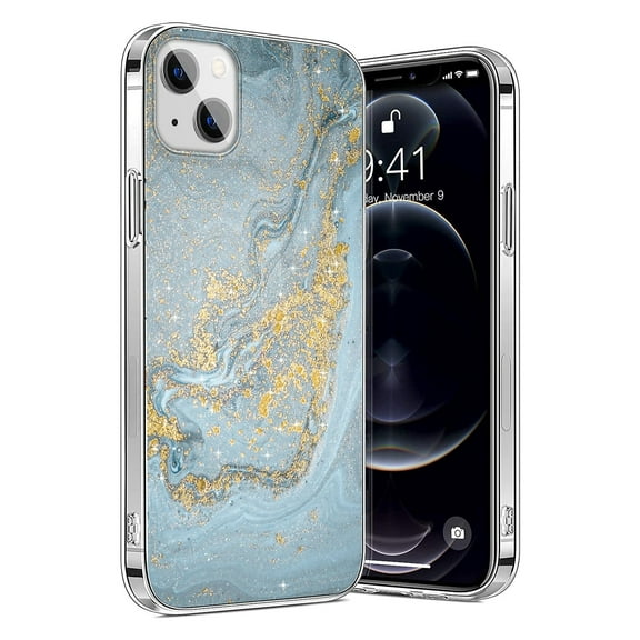 SaharaCase Marble Series Case for Apple iPhone 13 Blue/Gold (CP00135)
