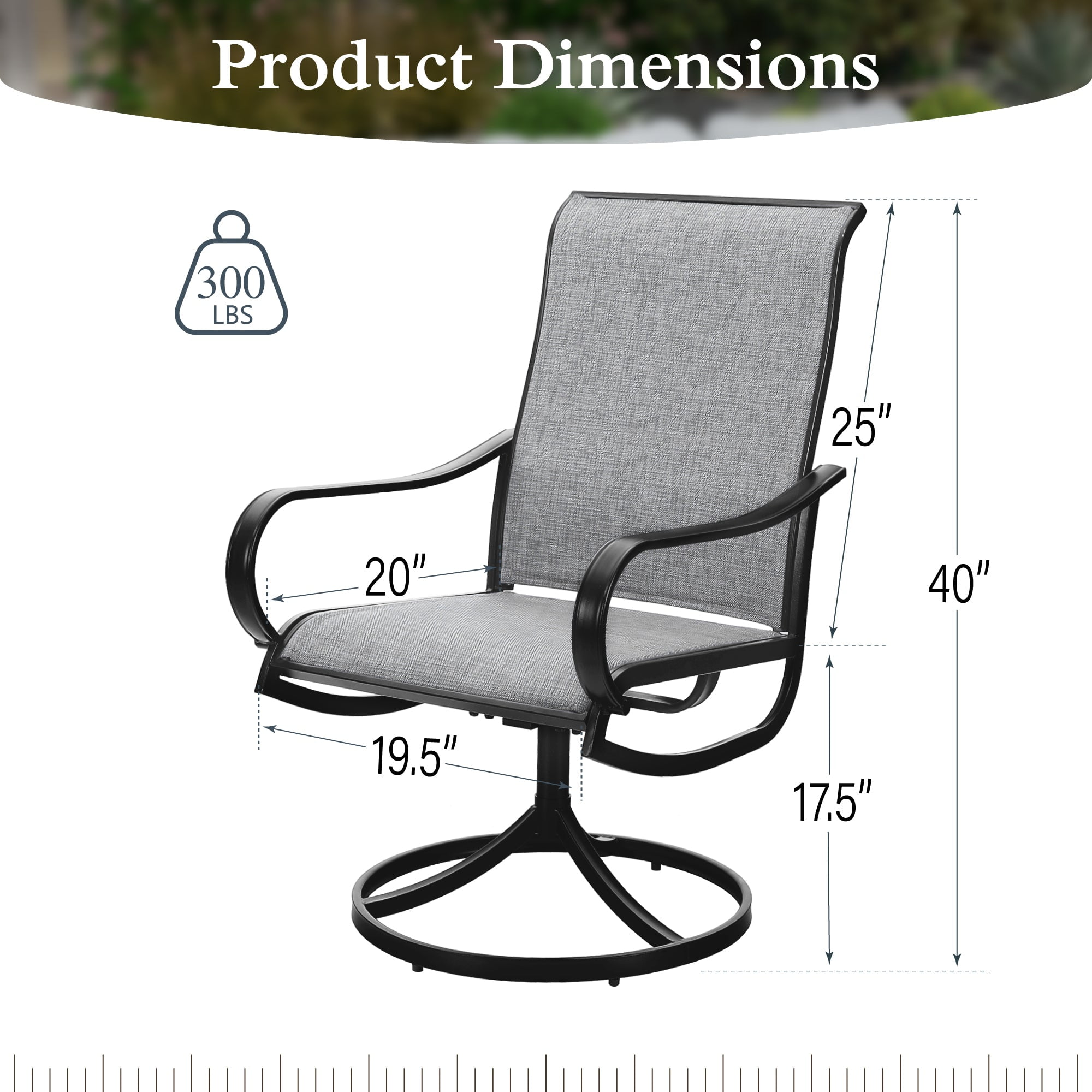 Sophia & William 2Pcs Patio Dining Swivel Chairs Set Outdoor Textilene Chairs, Gray