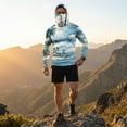 thumbnail image 3 of Men's UPF 50+ Sun Hoodie Long Sleeve Hooded Fishing Shirt Palm & Ocean Scenic Pullover Cooling Ice Silk Breathable Quick-Dry Moisture Wicking 4-Way Stretch for Commute Fishing Hiking Light Blue 2XL, 3 of 7