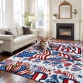 thumbnail image 3 of Independence Day Washable Area Rug 8 x 10 ft Abstract American Flag Love Sunflower Wood Stripes, Soft Non Slip Rugs Stain Repellent Indoor Felt Carpet for Living Dining Room Bedroom Home Office, 3 of 9