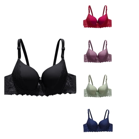 Ahuyic Summer Plus Size Bra For Women Womens Solid Color Casual Bra Womens Solid Color Backless Seamless Push-Up U-Shaped Beautiful Back Underwear Everyday Bras Purple S