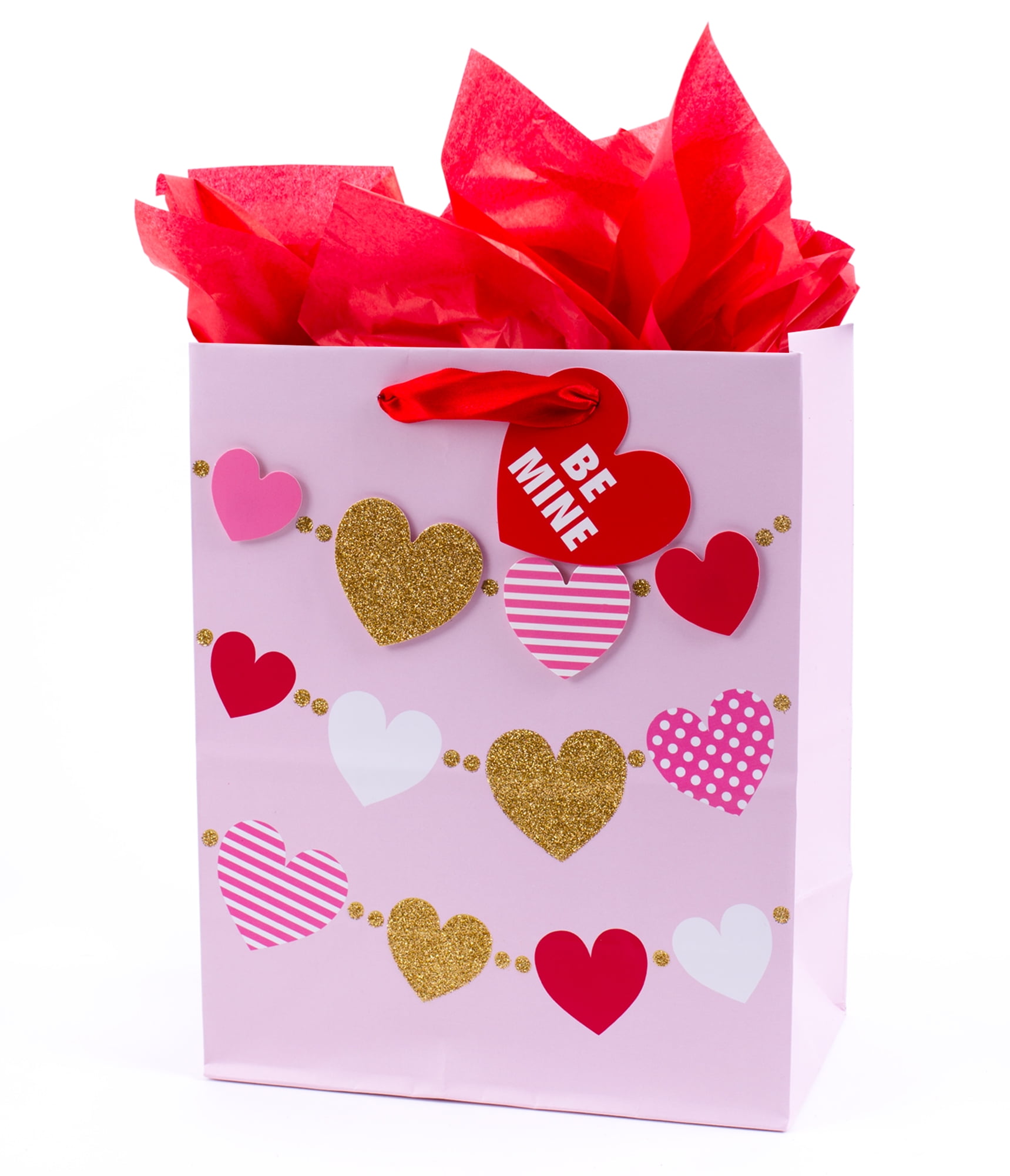 Hallmark Medium Valentine's Day Gift Bag with Tissue Paper (Multi Heart