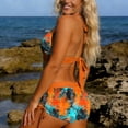 thumbnail image 3 of Pounoo Women's Two Piece Swimsuits Halter Neck Sleeveless Floral Print Bathing Suits Resort Stretchy High Waisted Swimwear Gift, 3 of 9