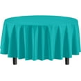 thumbnail image 4 of Exquisite 12 Premium Aqua Blue Plastic 84" Round Waterproof Party Tablecloths, 4 of 8
