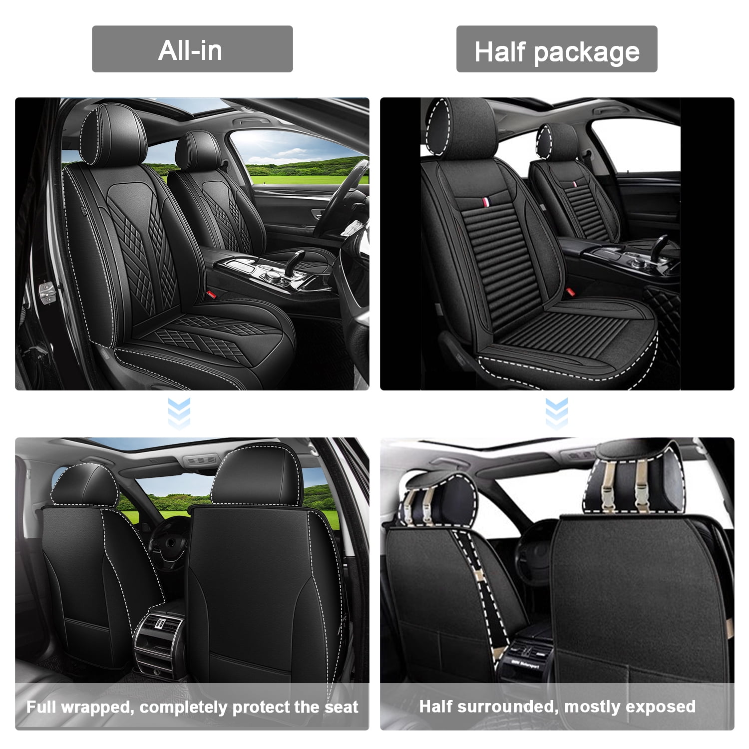 HQBQBUG Car Seat Cover Fit for Toyota Camry 2002-2025 2026 Premium Leather Luxury Car Seat Protector,Comfort Full Coverage Automotive Seat Covers Black,Front Set(2 Seats)