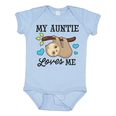 

Inktastic My Auntie Loves Me with Sloth and Hearts Gift Baby Boy or Baby Girl Bodysuit