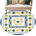 thumbnail image 2 of Mediterranean Style Lemon Washable Round Area Rug 8 ft, Blue Floral Blue Border Countryside, Soft Non Slip Rugs Stain Repellent Indoor Felt Carpet for Living Dining Room Bedroom Home Office, 2 of 9