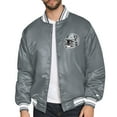 thumbnail image 2 of Men's Starter  Gray Las Vegas Raiders Printed Triangle Graphic Satin Full-Snap Varsity Jacket, 2 of 3