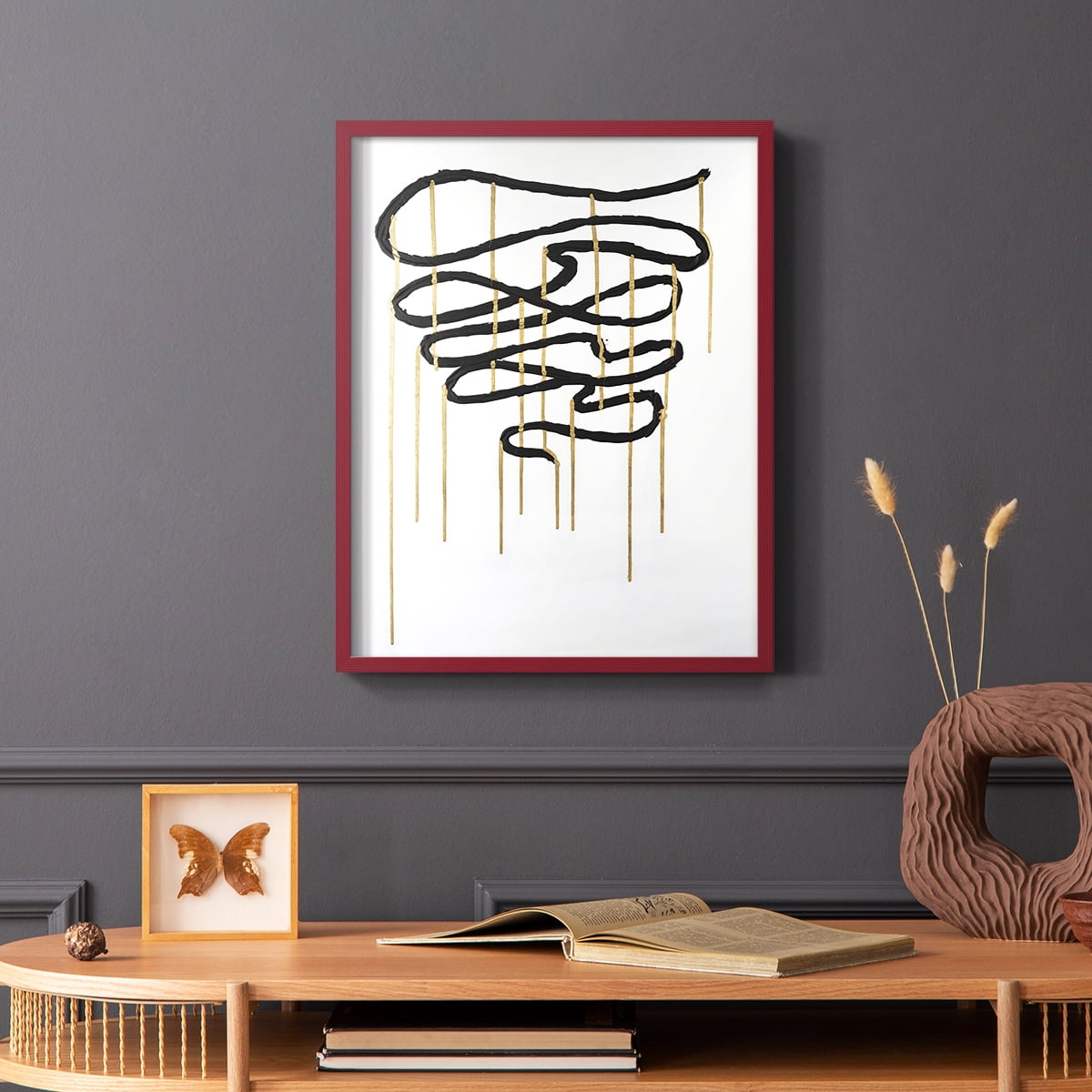 Weeping Ribbon I Framed Print in Red Solid Wood 11 x 14 Framed Print