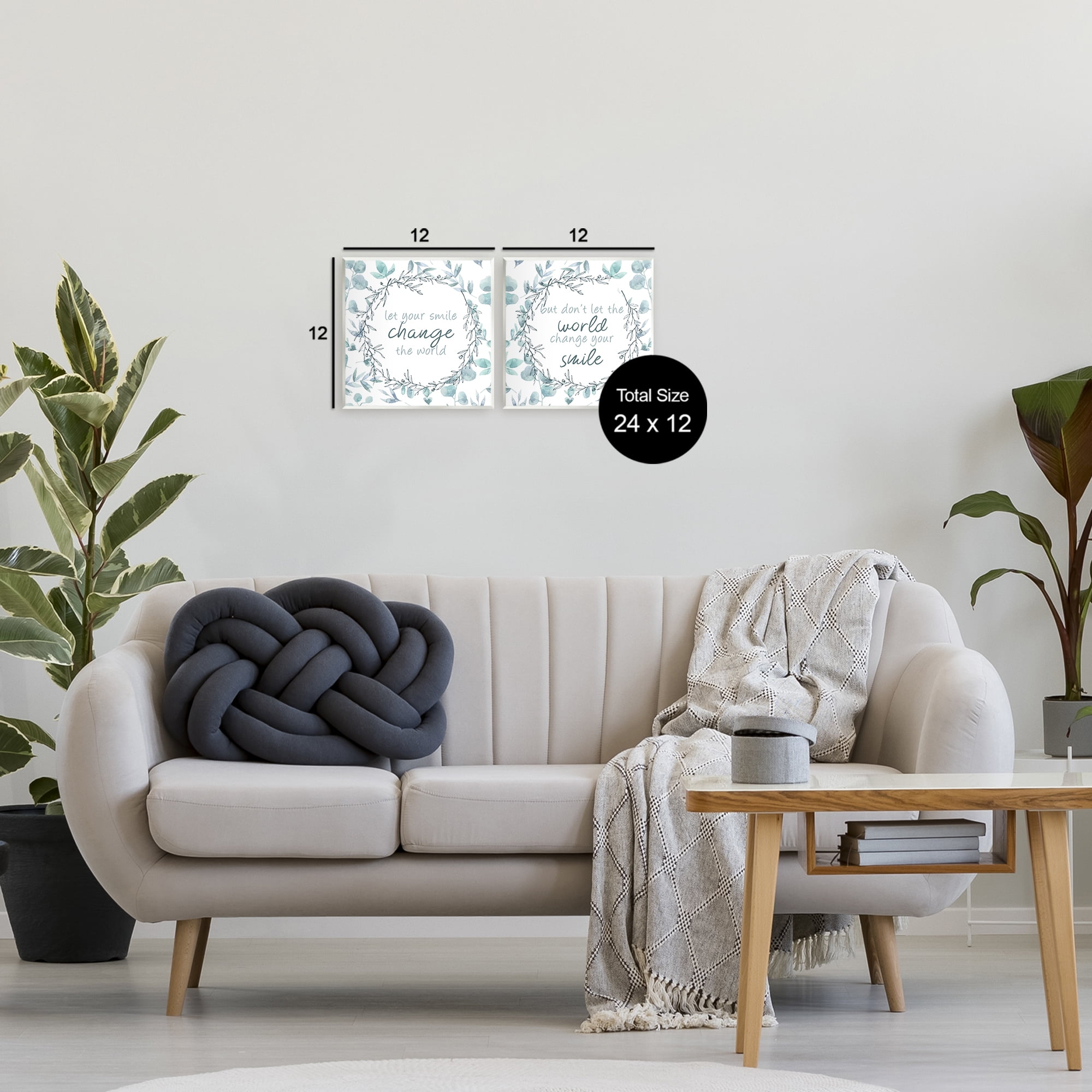Stupell Industries Inspirational Smile Quotes 2 Piece Wall Plaque Art Set, design by Kim Allen