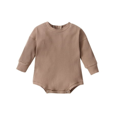 

Newborn Infant Baby Girl Boy Romper Long Sleeve Jumpsuit Fall Winter Clothes Ribbed Playsuit