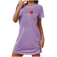 thumbnail image 2 of Camisón corto de San Valentín para mujer, talla grande, estampado en el pecho, cuello redondo, manga corta, 2 of 3