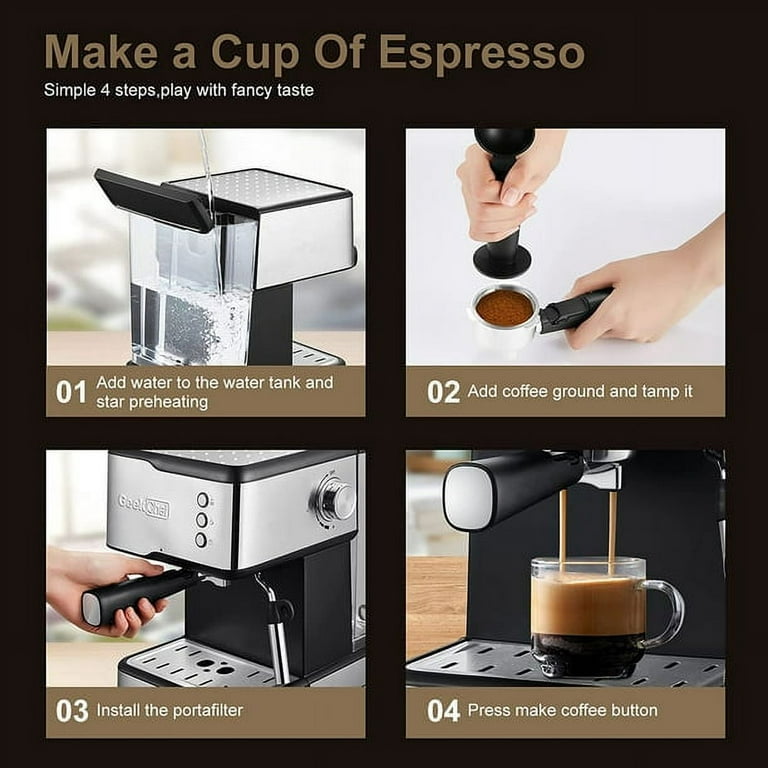 Espresso Machines 20 Bar Fast Heating Automatic Cappuccino Coffee Maker with Foaming Milk Frother Wand - Kismile