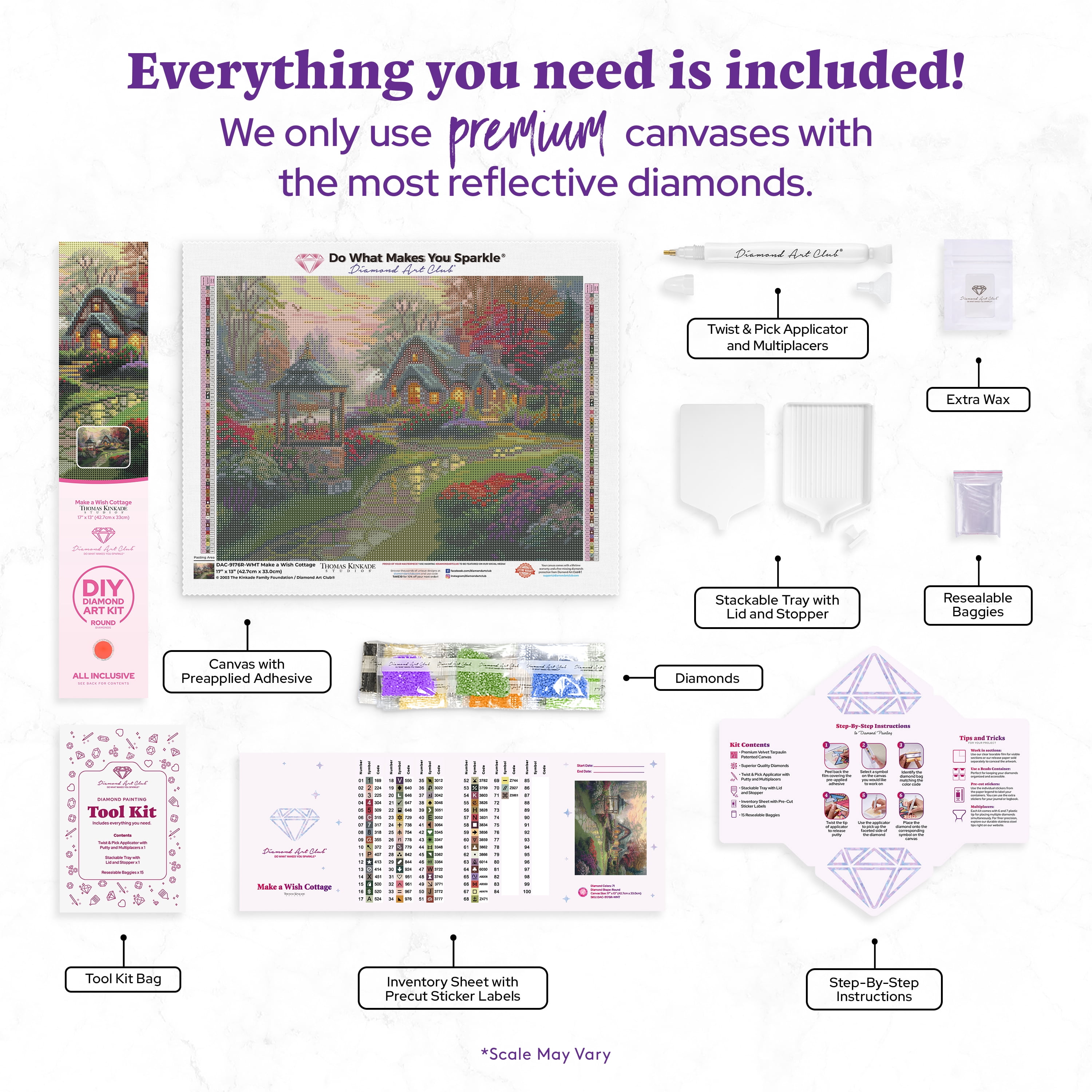 DIAMOND ART CLUB® Make a Wish Cottage Diamond Painting Kit, Fun