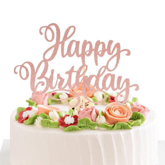 Decoración para tartas EIOAUY, 23 cm, con purpurina, color oro rosa