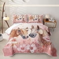 thumbnail image 2 of Homewish Farm Horse Twin Quilt Set, Pink Flower Butterfly Twin Coverlet Set for Girls, 2 Pieces, 1 Comforter and 1 Pillowcase, 2 of 7