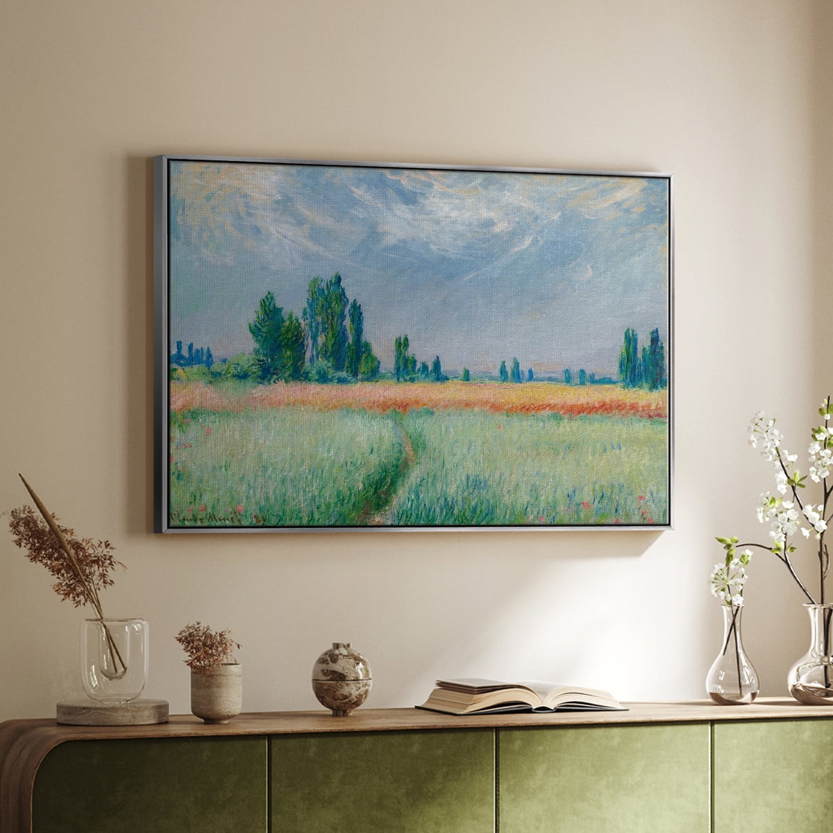 Vintage Landscape-C By Wexford Home Framed in Silver Wood Gallery Wrapped Canvas 25 in. x 37 in.