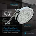 thumbnail image 2 of SparkPod Rain Shower Head with Adjustable Extension Arm 11" - High Pressure, Easy Install (6" inch Shower head, Chrome), 2 of 9