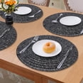 thumbnail image 3 of Furrygo Black Placemats Set of 4, Washable Woven Vinyl Round Place Mats for Kitchen Dinner Table, Anti-Slip Heat Resistant PVC Table Mats,Easy to Clean, 3 of 8