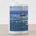 thumbnail image 3 of Lighthouse Ceramic Toothbrush Holder, Daytime Lighthouse Wavy Ocean View and Clear Sky Rocky Islands Sailboat, Decorative Versatile Countertop for Bathroom, 4.5" X 2.7", Blue Grey White, by Ambesonne, 3 of 4