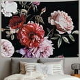 thumbnail image 2 of WYYP Wall Tapestry Pink Leaf Red Carnations Black Peony Drawn Poppy Roses Flower Retro Buds Leaves Pattern Watercolor Tapestry Wall Hanging Room Decor for Bedroom  40x30inch, 2 of 6