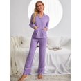 thumbnail image 6 of Women's Pajama Set V-neck Long Sleeve with Pockets and Pants Sleepwear 2 Piece Soft Homewear Pjs Set, 6 of 8