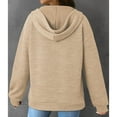 thumbnail image 3 of Htigea Womens V-Neck Hoodies Drawstring Hooded Sweatshirts Knit Ribbed Long Sleeve Pullover Casual Loose Tunic Tops with Pocket Beige S, 3 of 6