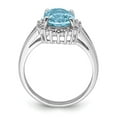 thumbnail image 2 of Auriga 925 Sterling Silver Blue Topaz and Diamond Engagement Ring Size 8 for Women, 2 of 4